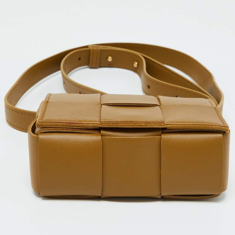 Pre Owned Bottega Veneta Brown Intrecciato Leather Mini Candy Cassette Crossbody Bag