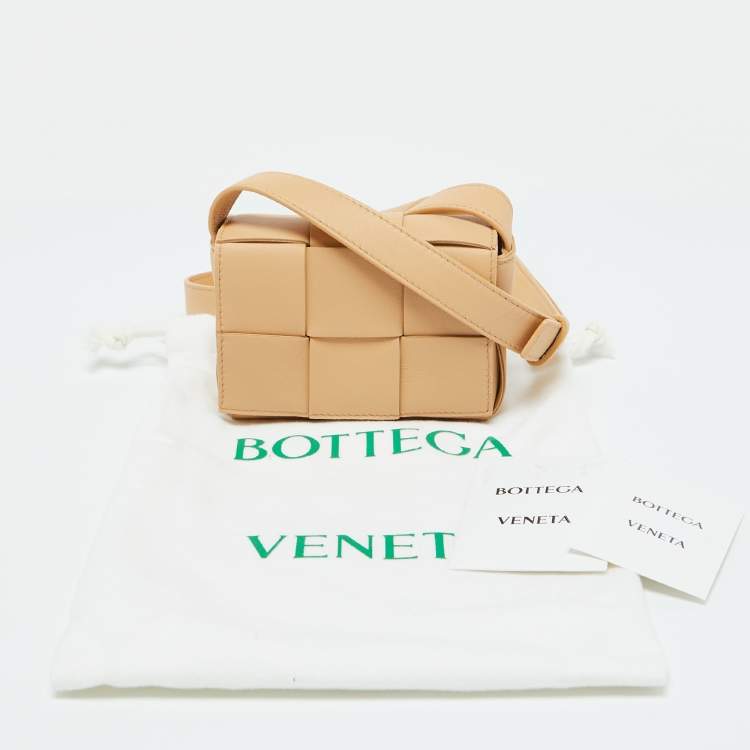Pre Owned Bottega Veneta Beige Intrecciato Leather Mini Candy Cassette Crossbody Bag