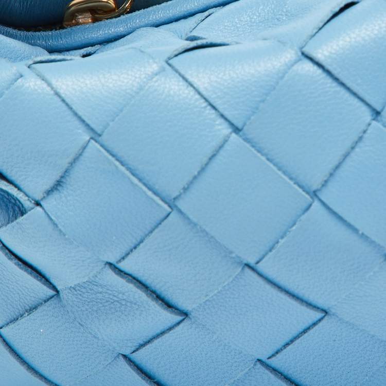 Pre Owned Bottega Veneta Blue Intrecciato Leather Candy Jodie Bag