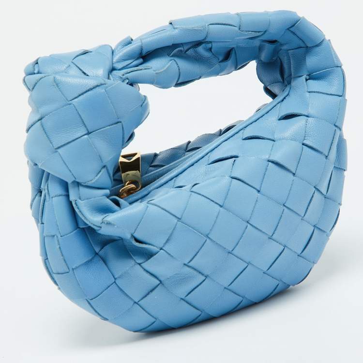 Pre Owned Bottega Veneta Blue Intrecciato Leather Candy Jodie Bag