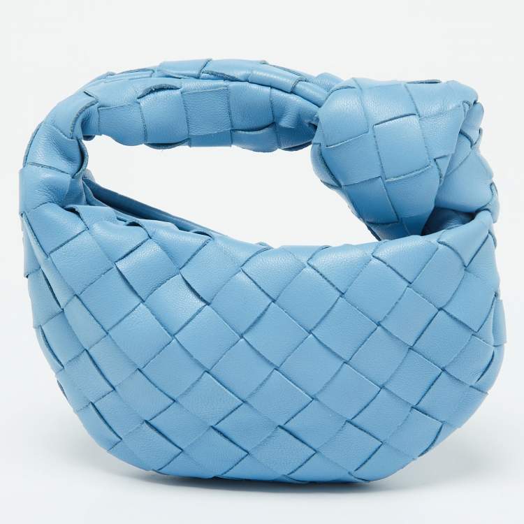 Pre Owned Bottega Veneta Blue Intrecciato Leather Candy Jodie Bag