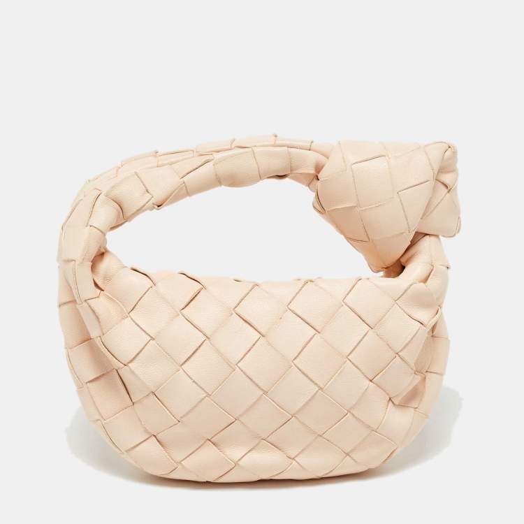 Pre Owned Bottega Veneta Light Beige Intrecciato Leather Candy Jodie Bag