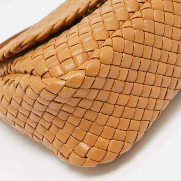 Pre Owned Bottega Veneta Brown Padded Intrecciato Leather Small Cobble Shoulder Bag
