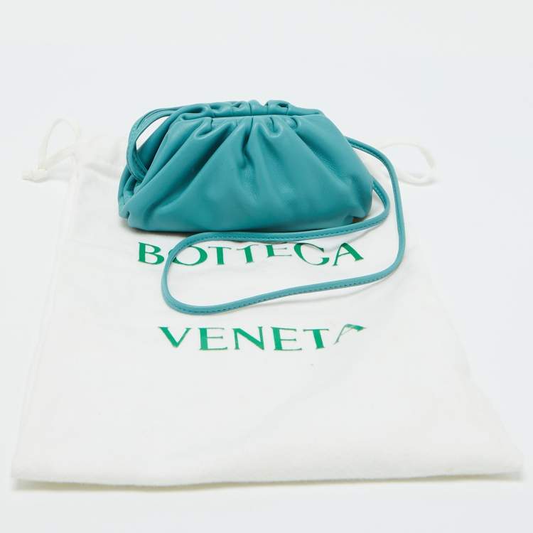 Pre Owned Bottega Veneta Light Blue Leather Extra Mini The Pouch