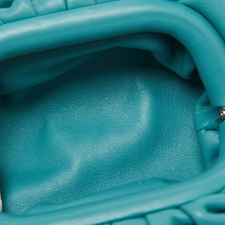Pre Owned Bottega Veneta Light Blue Leather Extra Mini The Pouch