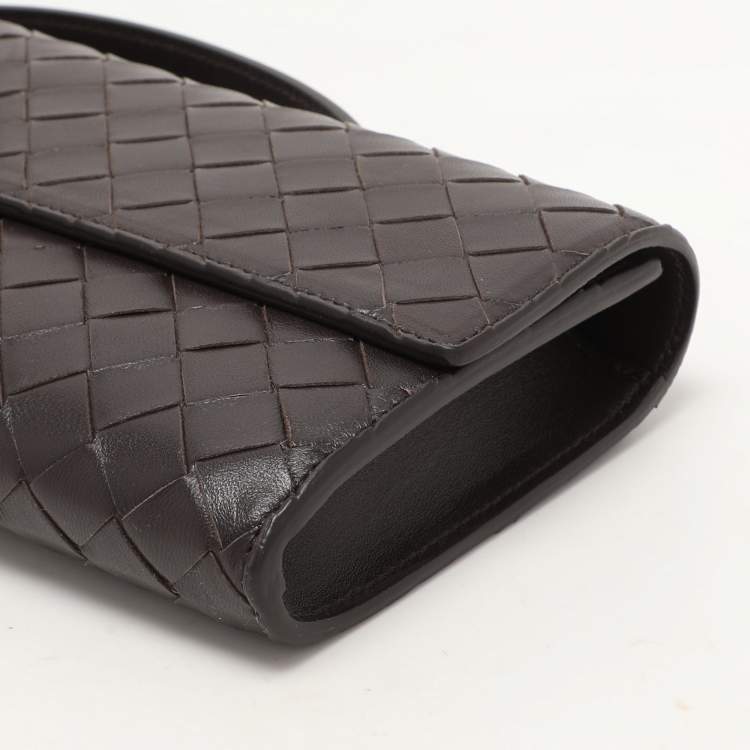 Pre Owned Bottega Veneta Brown Intrecciato Leather Medium Andiamo Clutch