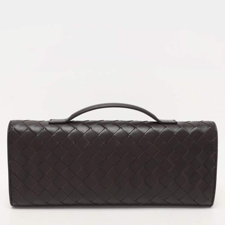 Pre Owned Bottega Veneta Brown Intrecciato Leather Medium Andiamo Clutch
