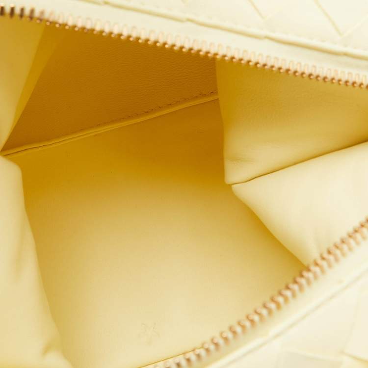 Pre Owned Bottega Veneta Light Yellow Intrecciato Leather Mini Bauletto Bowling Bag