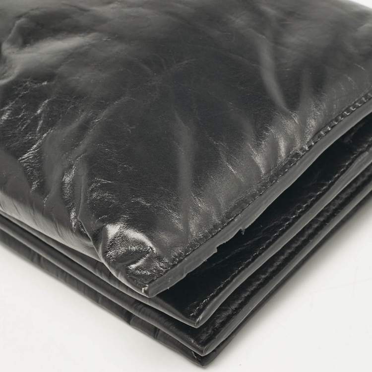 Pre Owned Bottega Veneta Black Padded Leather Bifold Clutch