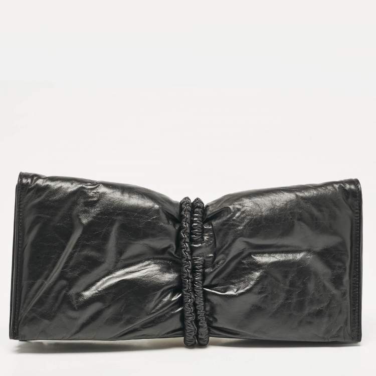 Pre Owned Bottega Veneta Black Padded Leather Bifold Clutch