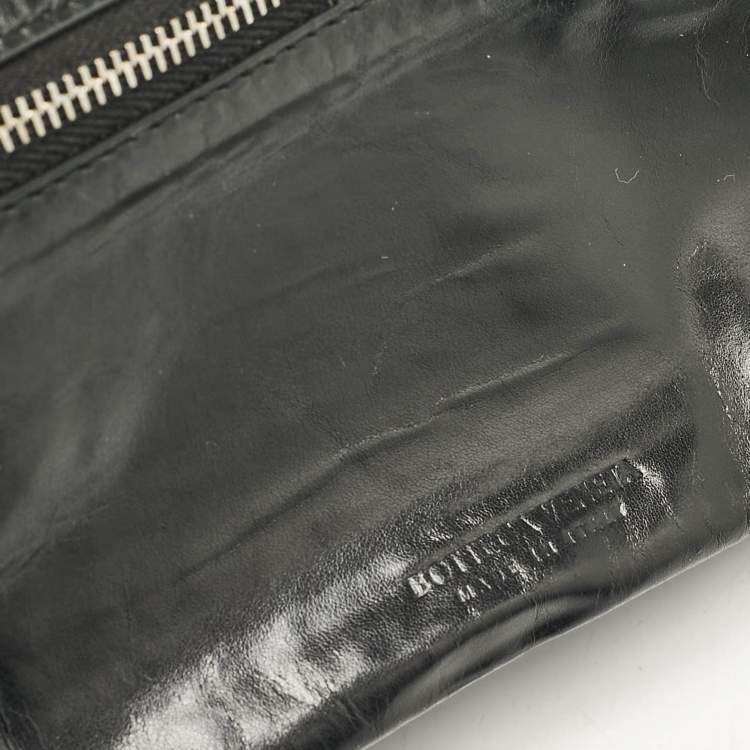 Pre Owned Bottega Veneta Black Padded Leather Bifold Clutch