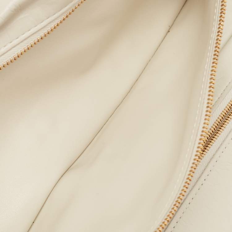 Pre Owned Bottega Veneta Off-White Padded Leather Bifold Clutch
