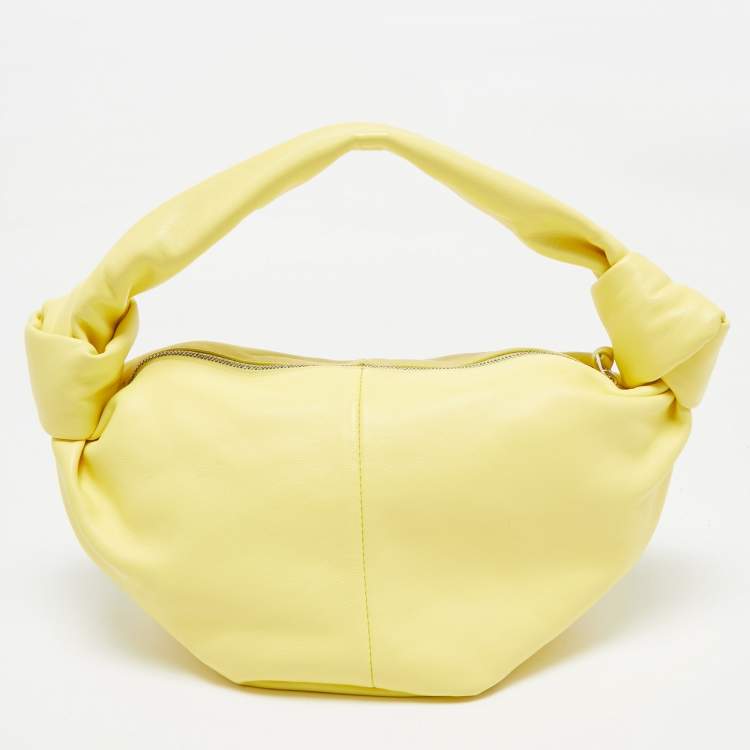 Pre Owned Bottega Veneta Yellow Leather Mini Double Knot Bag