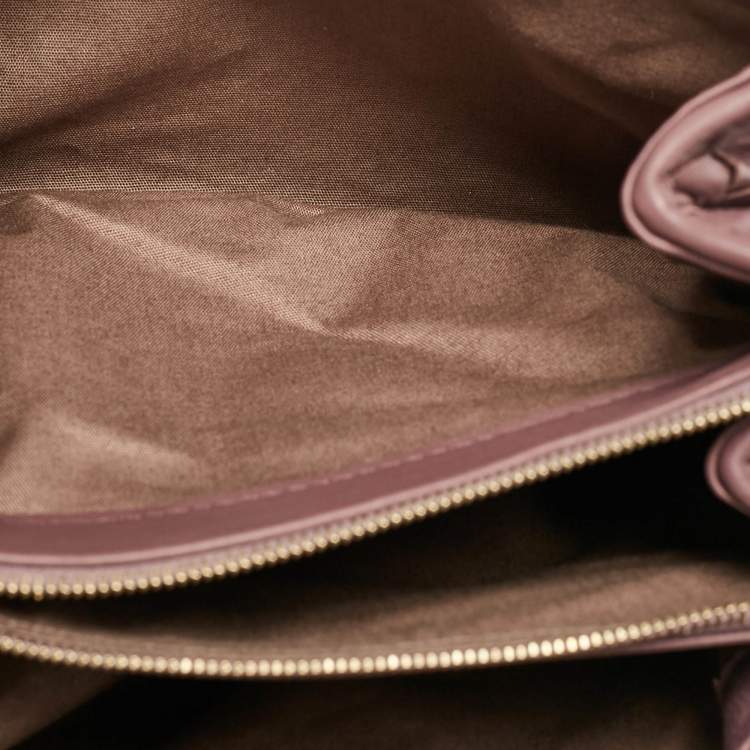 Pre Owned Bottega Veneta Purple Intrecciato Leather Flap Clutch