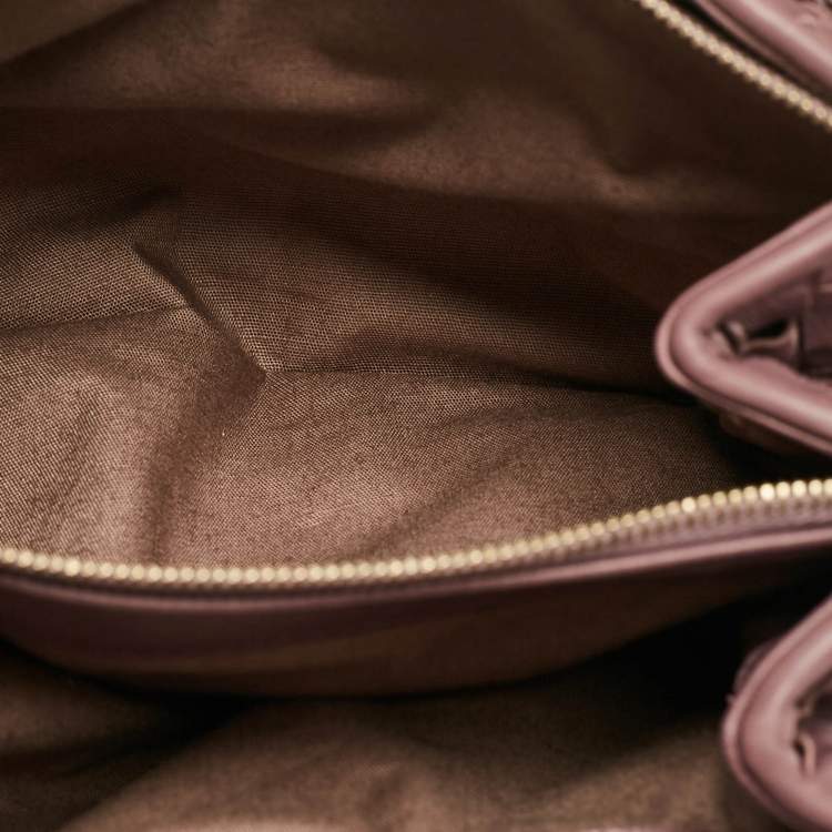 Pre Owned Bottega Veneta Purple Intrecciato Leather Flap Clutch