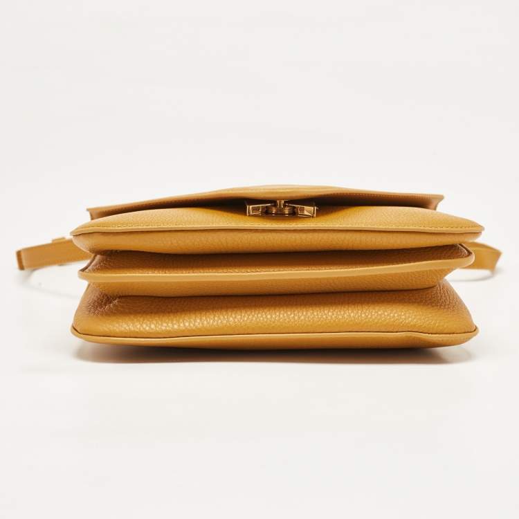 Pre Owned Bottega Veneta Orange Leather Mount Envelope Bag