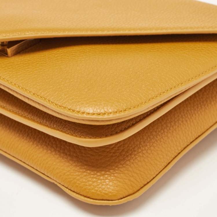 Pre Owned Bottega Veneta Orange Leather Mount Envelope Bag