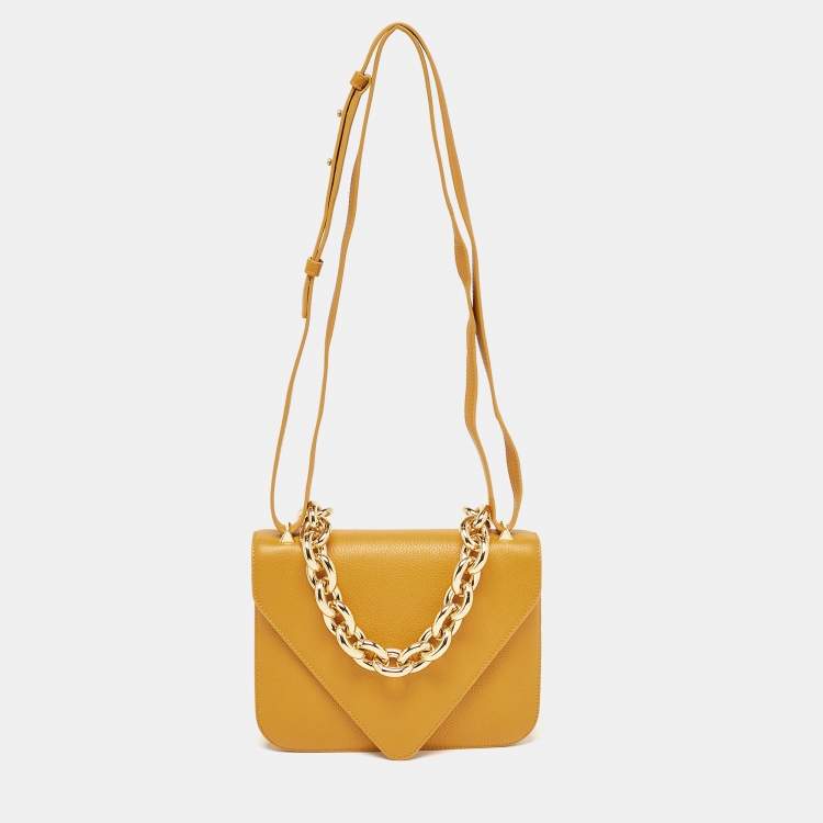 Pre Owned Bottega Veneta Orange Leather Mount Envelope Bag