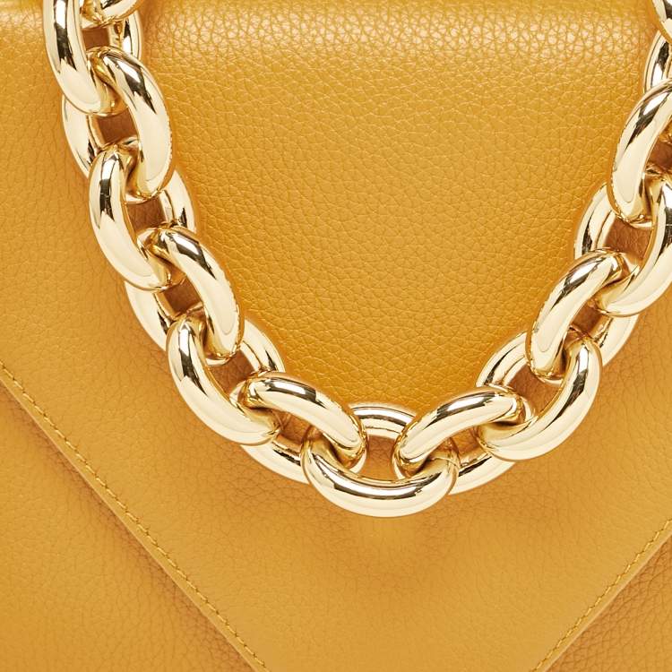 Pre Owned Bottega Veneta Orange Leather Mount Envelope Bag