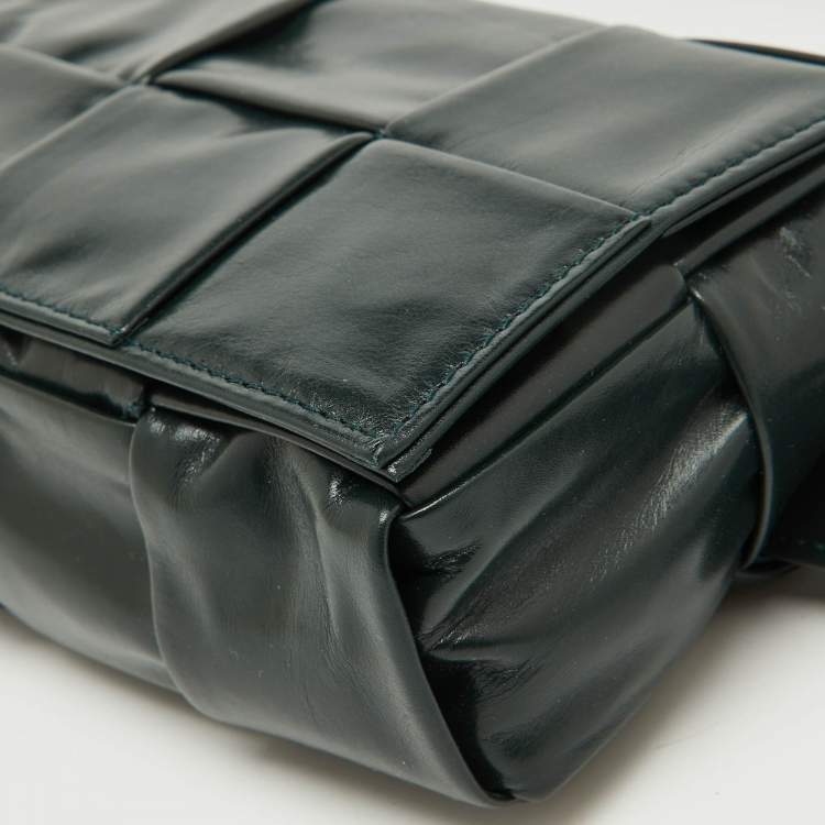 Pre Owned Bottega Veneta Dark Green Leather Cassette Belt Bag