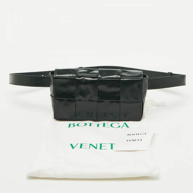 Pre Owned Bottega Veneta Dark Green Leather Cassette Belt Bag