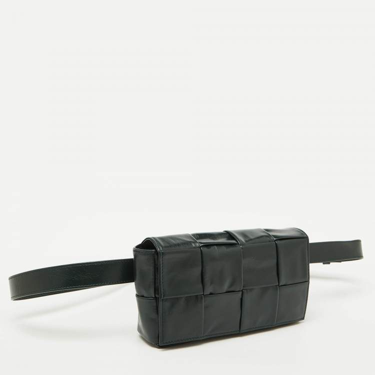 Pre Owned Bottega Veneta Dark Green Leather Cassette Belt Bag