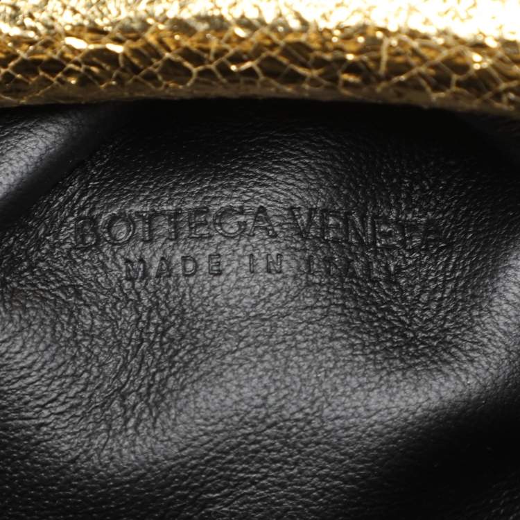 Pre Owned Bottega Veneta Gold Intrecciato Leather Mini The Pouch Bag