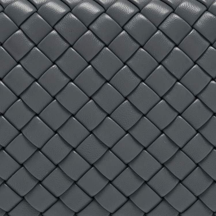 Pre Owned Bottega Veneta Grey Intrecciato Leather Knot Clutch