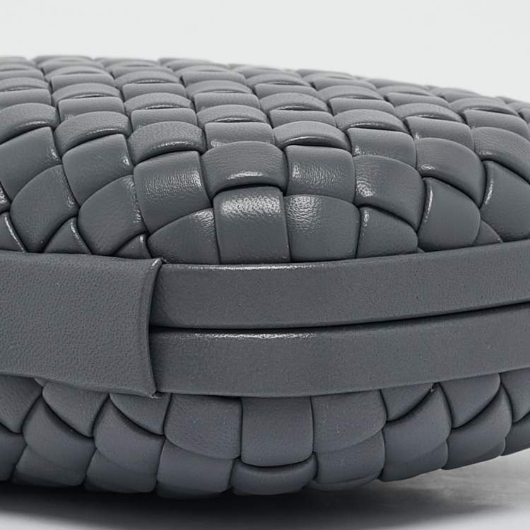 Pre Owned Bottega Veneta Grey Intrecciato Leather Knot Clutch