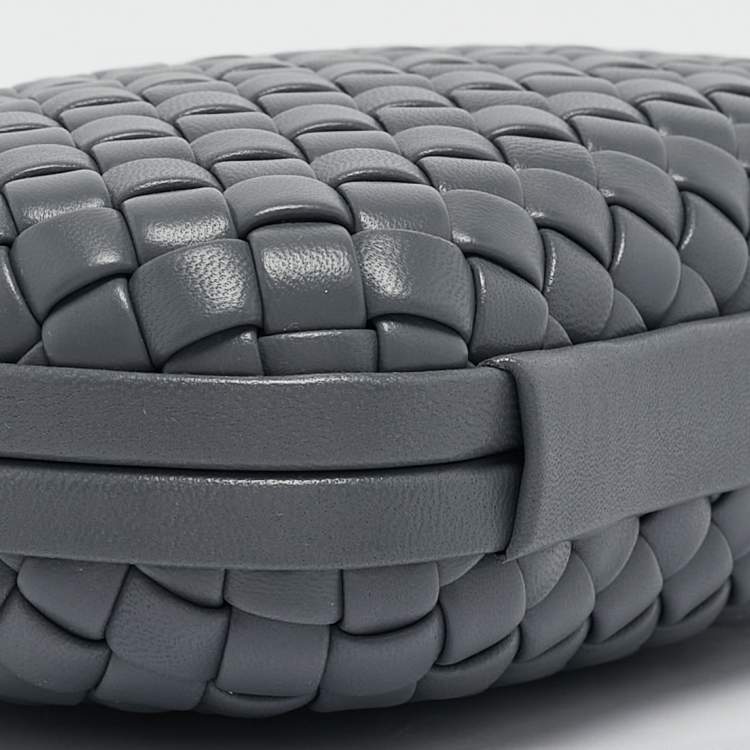 Pre Owned Bottega Veneta Grey Intrecciato Leather Knot Clutch