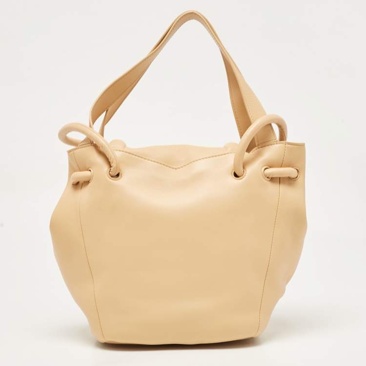 Pre Owned Bottega Veneta Beige Leather Beak Shoulder Bag