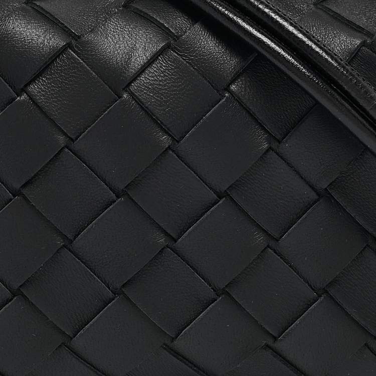 Pre Owned Bottega Veneta Black Intrecciato Leather Micro Loop Crossbody Bag