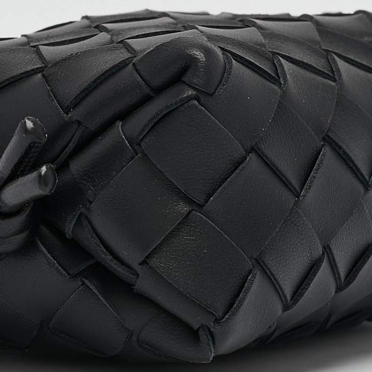 Pre Owned Bottega Veneta Black Intrecciato Leather Micro Loop Crossbody Bag