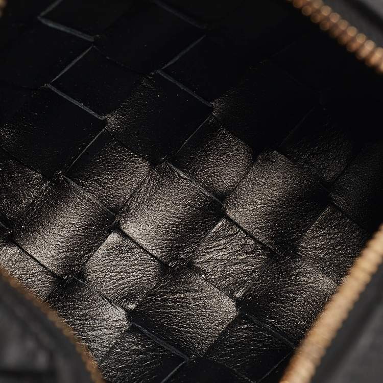 Pre Owned Bottega Veneta Black Intrecciato Leather Micro Loop Crossbody Bag