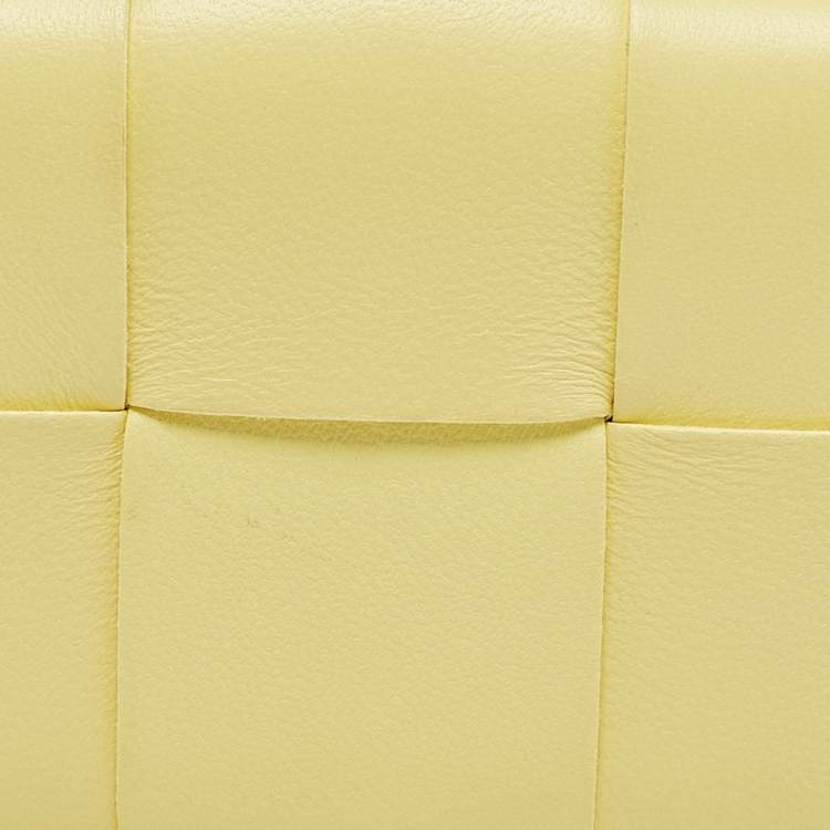 Pre Owned Bottega Veneta Yellow Intrecciato Leather Cassette Card Case