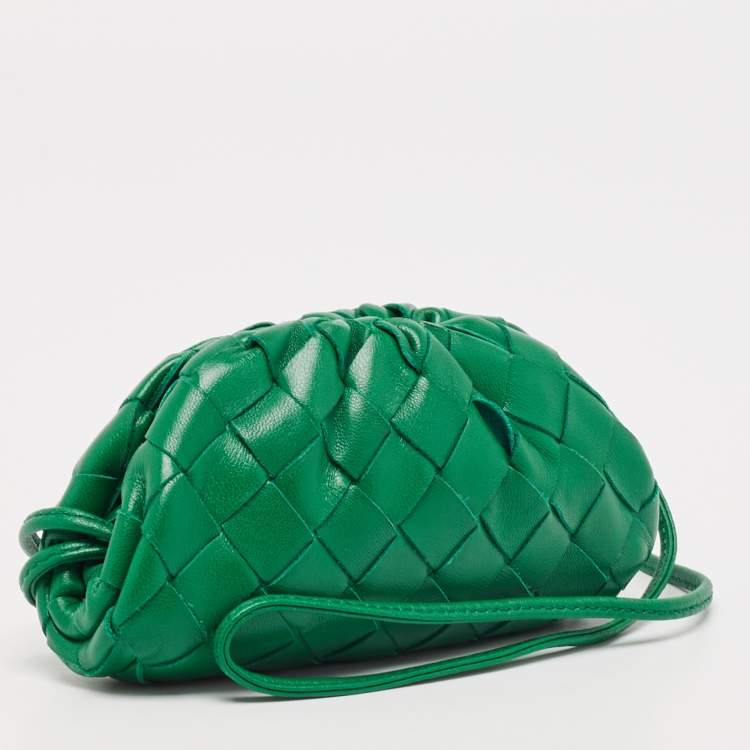 Pre Owned Bottega Veneta Green Intrecciato Leather Extra Mini The Pouch