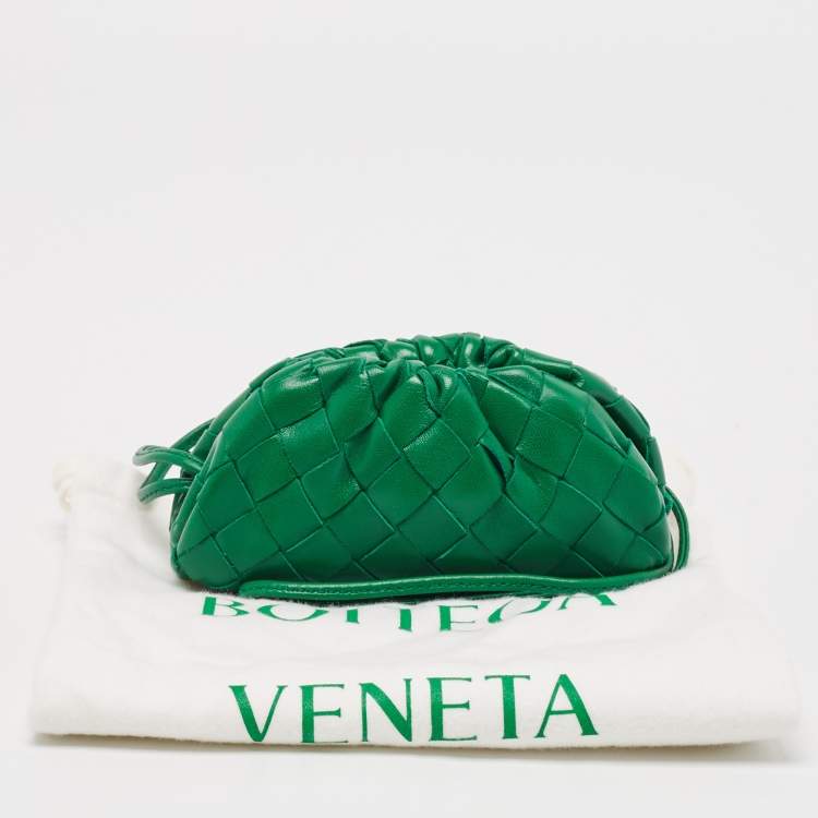 Pre Owned Bottega Veneta Green Intrecciato Leather Extra Mini The Pouch