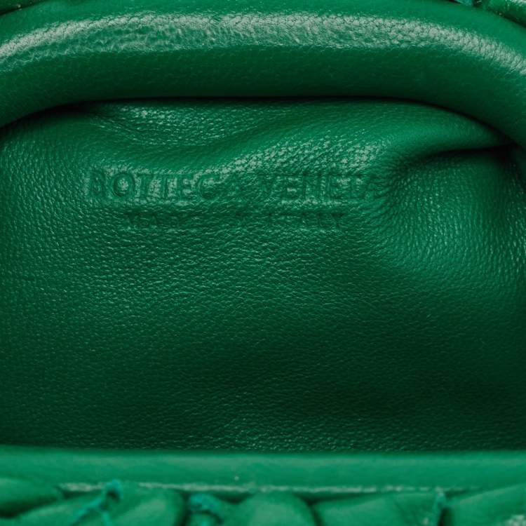 Pre Owned Bottega Veneta Green Intrecciato Leather Extra Mini The Pouch