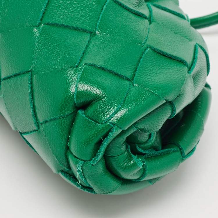 Pre Owned Bottega Veneta Green Intrecciato Leather Extra Mini The Pouch
