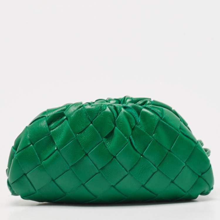 Pre Owned Bottega Veneta Green Intrecciato Leather Extra Mini The Pouch