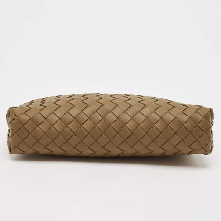 Pre Owned Bottega Veneta Brown Intrecciato Leather Oversized Zip Pouch