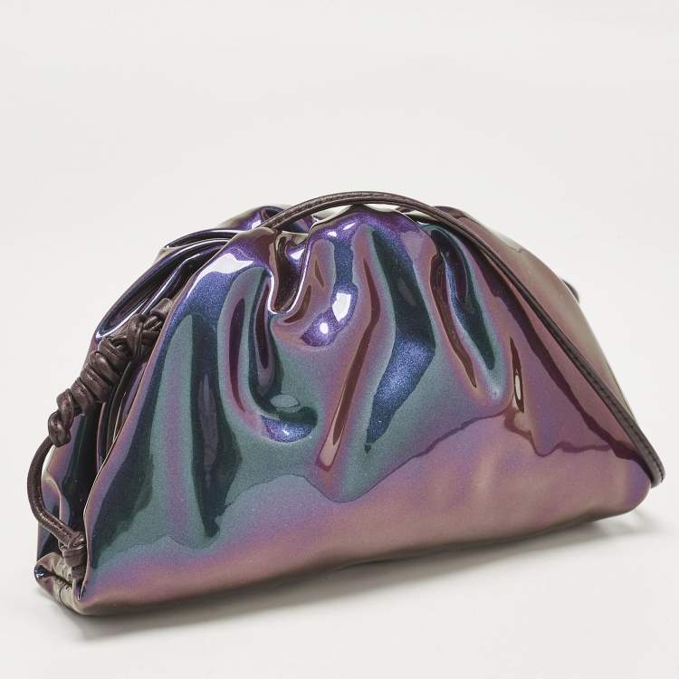 Pre Owned Bottega Veneta Multicolor Holographic Patent Leather Mini Pouch Clutch