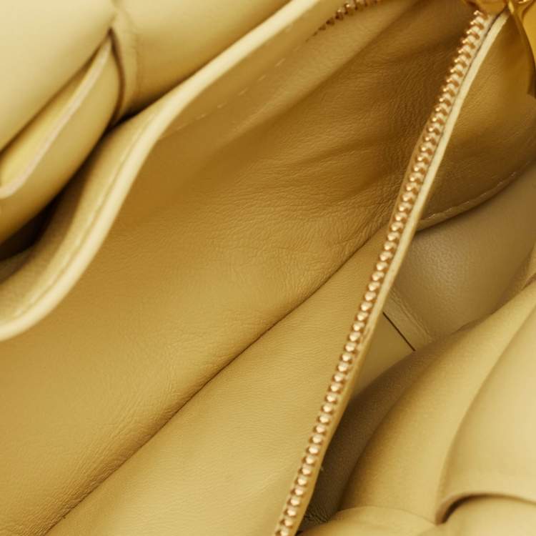 Pre Owned Bottega Veneta Yellow Padded Leather Chain Cassette Shoulder Bag