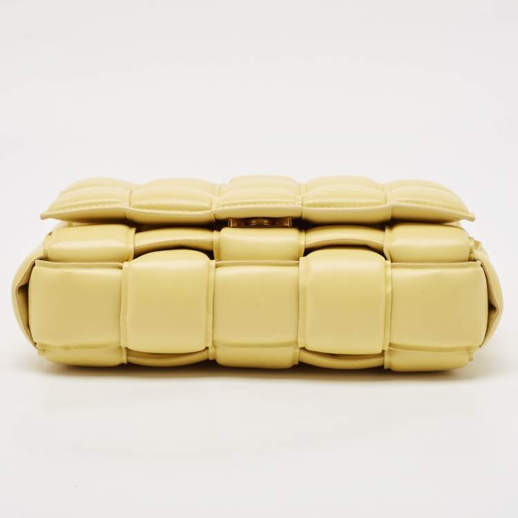 Pre Owned Bottega Veneta Yellow Padded Leather Chain Cassette Shoulder Bag