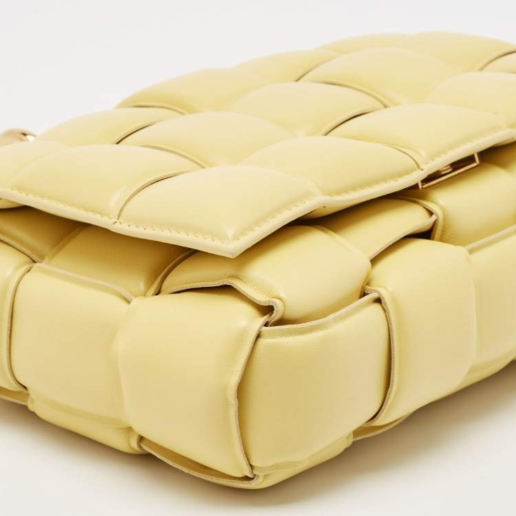 Pre Owned Bottega Veneta Yellow Padded Leather Chain Cassette Shoulder Bag
