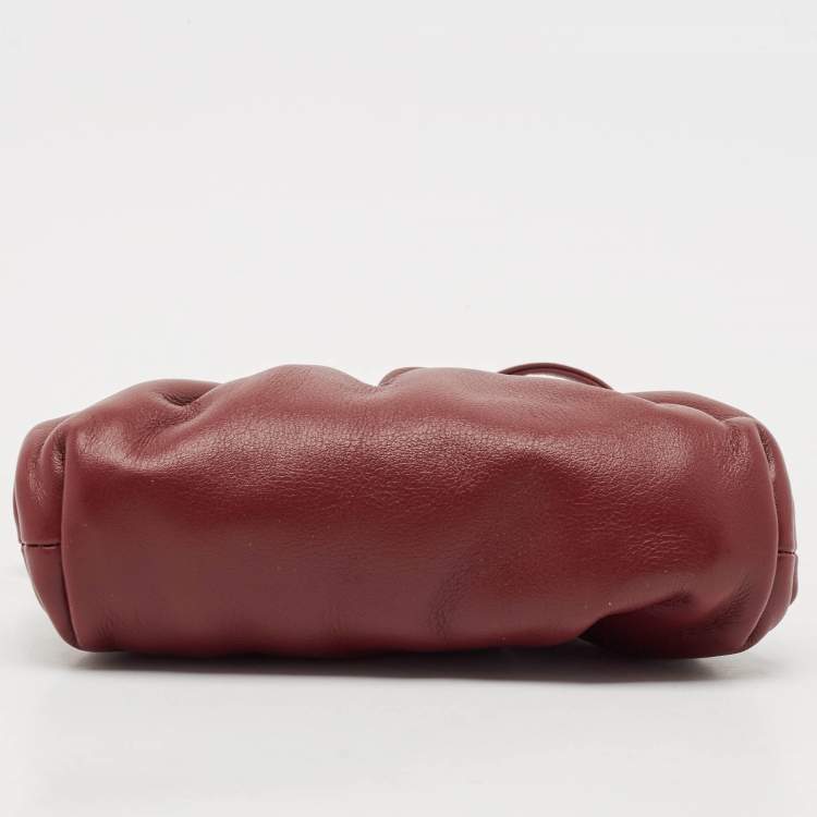 Pre Owned Bottega Veneta Burgundy Leather Extra Mini The Pouch