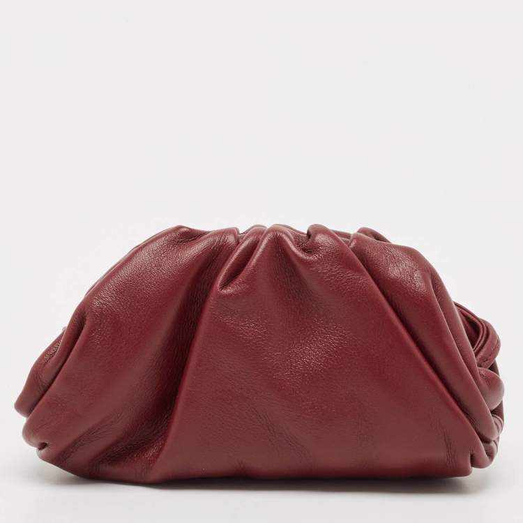 Pre Owned Bottega Veneta Burgundy Leather Extra Mini The Pouch