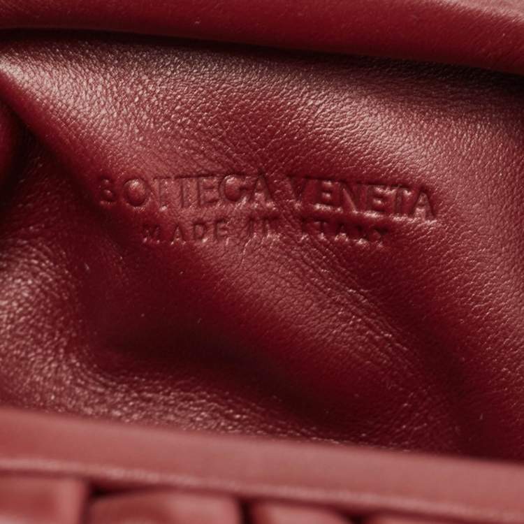 Pre Owned Bottega Veneta Burgundy Leather Extra Mini The Pouch