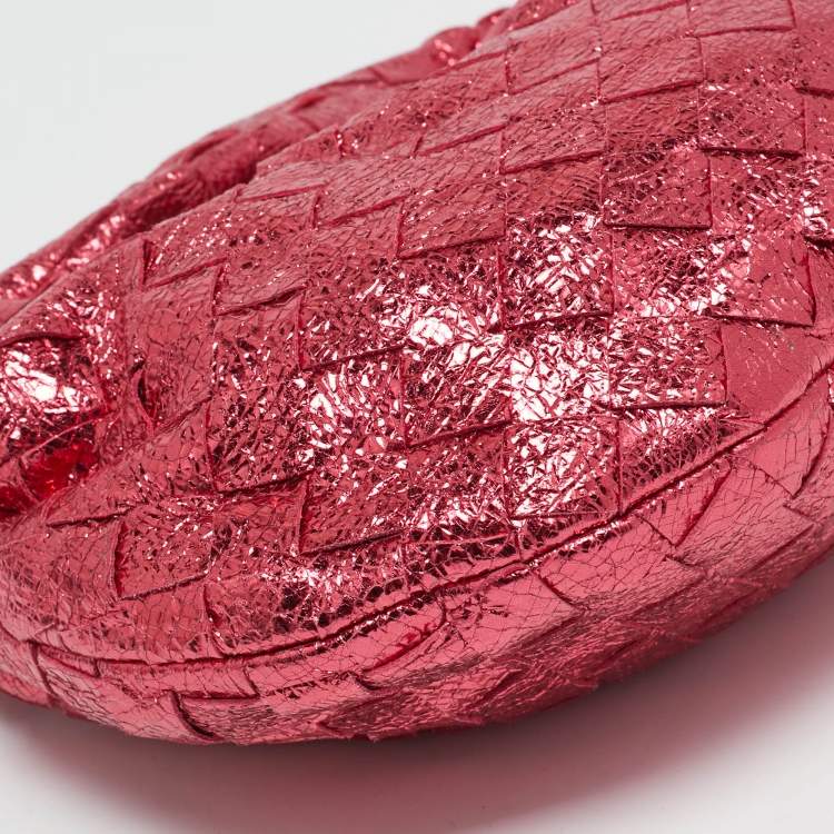 Pre Owned Bottega Veneta Metallic Pink Intrecciato Leather Mini Jodie Hobo