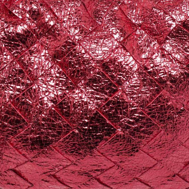 Pre Owned Bottega Veneta Metallic Pink Intrecciato Leather Mini Jodie Hobo